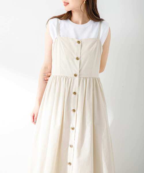 URBAN RESEARCH Sonny Label（アーバンリサーチサニーレーベル）の「『UR TECH Smart Linen Touch』キャミソールワンピース（ワンピース・レディース・ブルー/ブラック/ライトベージュ・FREE）」の3枚目の写真
