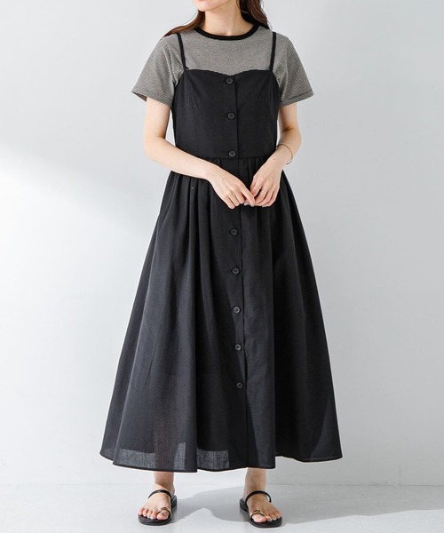 URBAN RESEARCH Sonny Label（アーバンリサーチサニーレーベル）の「『UR TECH Smart Linen Touch』キャミソールワンピース（ワンピース・レディース・ブルー/ブラック/ライトベージュ・FREE）」の2枚目の写真