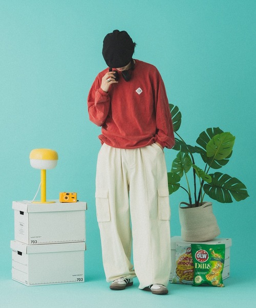 Adoon plain(アドーンプレーン)の「オーバーサイズパターンドロストスウェット(スウェット・メンズ・レッド/ブラック・LARGE/MEDIUM)」の9枚目の写真