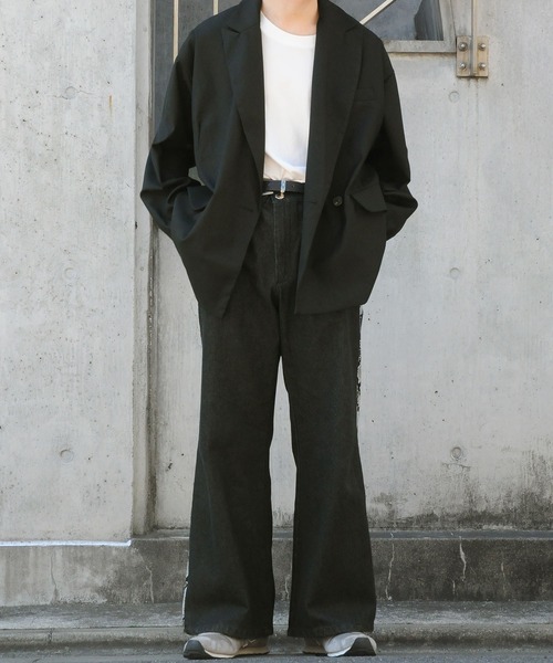 NILWAY(ニルウェイ)の「13oz パイソン 蛇柄 ライン ルーズ フレア デニム パンツ(デニムパンツ・メンズ・インディゴブルー/ライトグリーン/ブラック・LARGE/MEDIUM/SMALL)」の15枚目の写真
