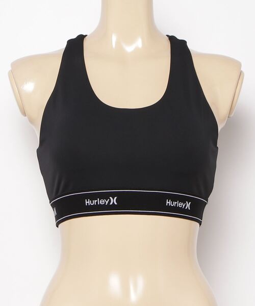 Hurley 黒 クロスストラップ スポーツ用水着ブラ（レディース