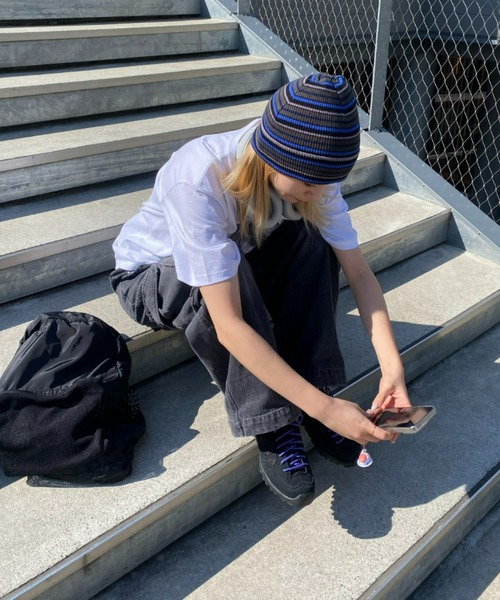 CIAOPANIC TYPY(チャオパニックティピー)の「【UNISEX】マルチボーダービーニー(ニットキャップ/ビーニー・メンズ・ネイビー/ピンク/キャメル・ONE SIZE)」の7枚目の写真