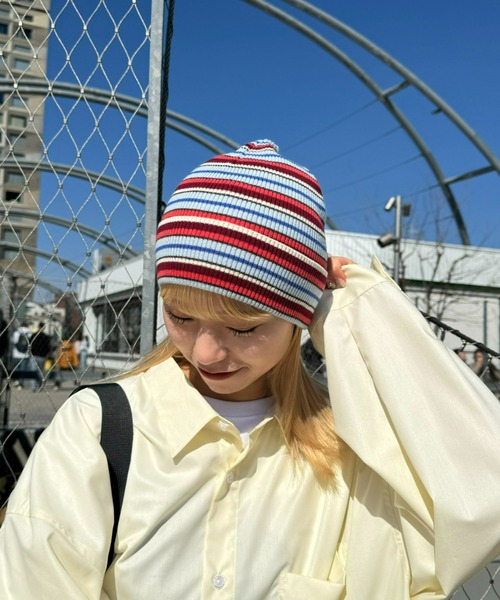 CIAOPANIC TYPY(チャオパニックティピー)の「【UNISEX】マルチボーダービーニー(ニットキャップ/ビーニー・メンズ・ネイビー/ピンク/キャメル・ONE SIZE)」の13枚目の写真