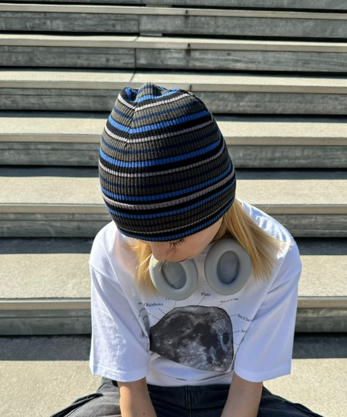 CIAOPANIC TYPY(チャオパニックティピー)の「【UNISEX】マルチボーダービーニー(ニットキャップ/ビーニー・メンズ・ネイビー/ピンク/キャメル・ONE SIZE)」の6枚目の写真