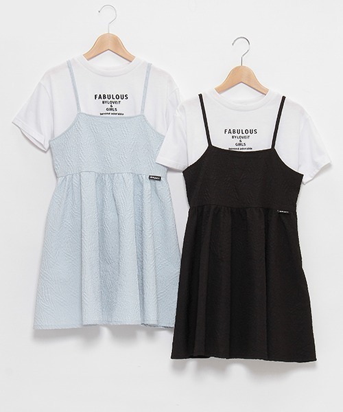 by LOVEiT(バイラビット)の「エンボスキャミワンピースセット(ワンピース・キッズ・サックスブルー/ブラック・120cm/130cm/140cm/150cm/160cm)」の16枚目の写真