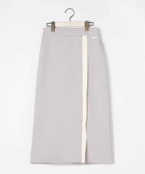 NICOLE white（ニコルホワイト）の「フロント配色ライン タイトスカート／ダンボールポンチ（スカート・レディース・チャコールグレー/グレー/オフホワイト・FREE）」の4枚目の写真