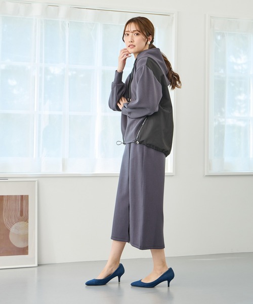 NICOLE white（ニコルホワイト）の「フロント配色ライン タイトスカート／ダンボールポンチ（スカート・レディース・チャコールグレー/グレー/オフホワイト・FREE）」の18枚目の写真