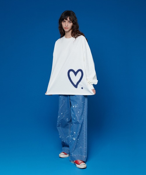 ONCILY（オンシェリー）の「HEART LONG SLEEVE T-SHIRT /  ハートロゴロンT（Tシャツ/カットソー・メンズ・ネイビー/ブラック/オフホワイト・SMALL/MEDIUM/LARGE）」の20枚目の写真
