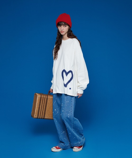 ONCILY（オンシェリー）の「HEART LONG SLEEVE T-SHIRT /  ハートロゴロンT（Tシャツ/カットソー・メンズ・ネイビー/ブラック/オフホワイト・SMALL/MEDIUM/LARGE）」の22枚目の写真