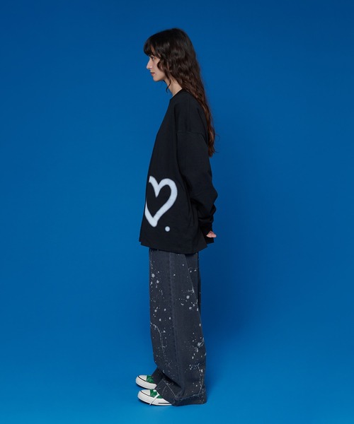 ONCILY（オンシェリー）の「HEART LONG SLEEVE T-SHIRT /  ハートロゴロンT（Tシャツ/カットソー・メンズ・ネイビー/ブラック/オフホワイト・SMALL/MEDIUM/LARGE）」の12枚目の写真