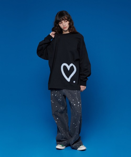ONCILY（オンシェリー）の「HEART LONG SLEEVE T-SHIRT /  ハートロゴロンT（Tシャツ/カットソー・メンズ・ネイビー/ブラック/オフホワイト・SMALL/MEDIUM/LARGE）」の13枚目の写真