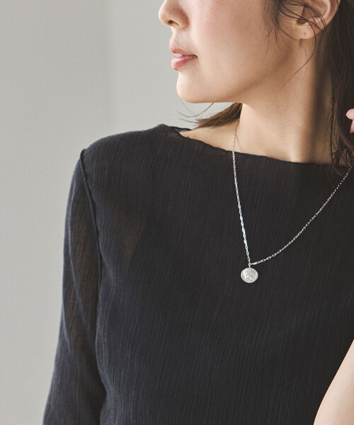 Noble（ノーブル）の「シアークレープジャージ五分袖Tシャツ（Tシャツ/カットソー・レディース・ブラック/ホワイト・FREE）」の4枚目の写真