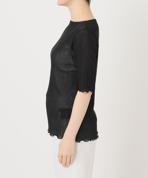 Noble（ノーブル）の「シアークレープジャージ五分袖Tシャツ（Tシャツ/カットソー・レディース・ブラック/ホワイト・FREE）」の14枚目の写真