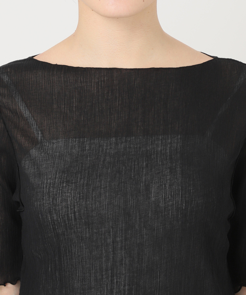 Noble（ノーブル）の「シアークレープジャージ五分袖Tシャツ（Tシャツ/カットソー・レディース・ブラック/ホワイト・FREE）」の16枚目の写真