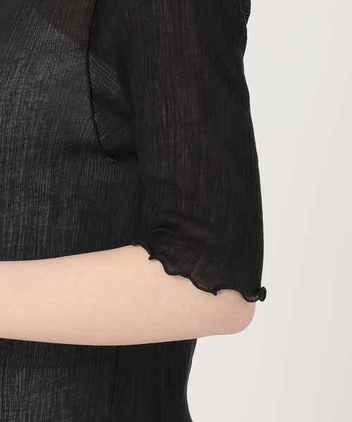 Noble（ノーブル）の「シアークレープジャージ五分袖Tシャツ（Tシャツ/カットソー・レディース・ブラック/ホワイト・FREE）」の19枚目の写真