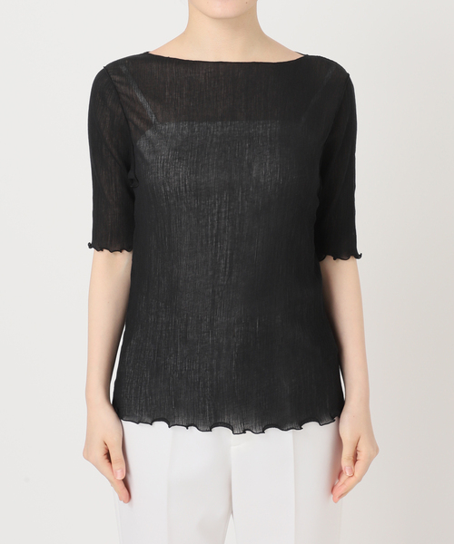 Noble（ノーブル）の「シアークレープジャージ五分袖Tシャツ（Tシャツ/カットソー・レディース・ブラック/ホワイト・FREE）」の21枚目の写真