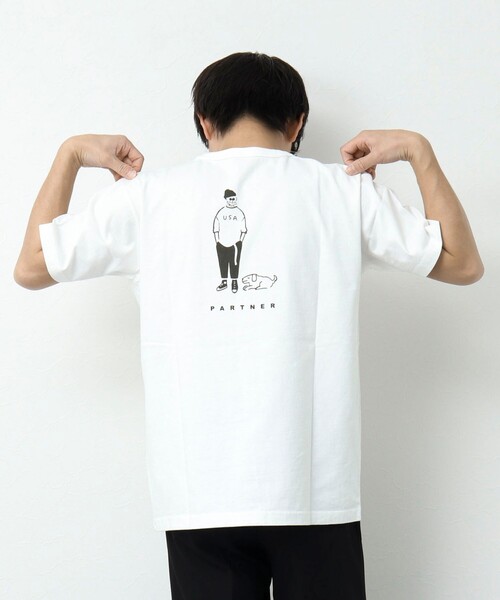 BARNS OUTFITTERS（バーンズアウトフィッターズ）の「【BARNS OUTFITTERS】別注タフネックTシャツ PARTNER（Tシャツ/カットソー・メンズ・ホワイト/イエロー/チャコールグレー/グレイッシュベージュ・S/M/L）」の11枚目の写真