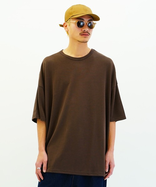 En serio TOKYO（エンソリオトーキョー）の「スムースビックTシャツ（Tシャツ/カットソー・メンズ・ワイン/ライトピンク/ブルーグレー/ブラック/チャコールグレー/グレー/ネイビー/ベージュ/キャメル/グリーン/ブラウン/ホワイト・FREE）」の7枚目の写真