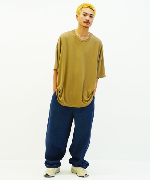 En serio TOKYO（エンソリオトーキョー）の「スムースビックTシャツ（Tシャツ/カットソー・メンズ・ワイン/ライトピンク/ブルーグレー/ブラック/チャコールグレー/グレー/ネイビー/ベージュ/キャメル/グリーン/ブラウン/ホワイト・FREE）」の22枚目の写真