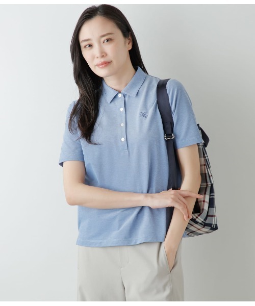 NEWYORKER(ニューヨーカー)の「リネンライクカノコ 半袖ポロシャツ(ポロシャツ・レディース・ブルー/ネイビー/ライトグレー・M/L)」の3枚目の写真