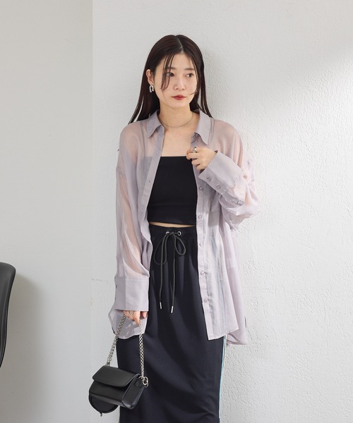 Kastane(カスタネ)の「シャイニーシアーシャツ(シャツ/ブラウス・レディース・ピンク/ブラック/グレー・FREE)」の5枚目の写真