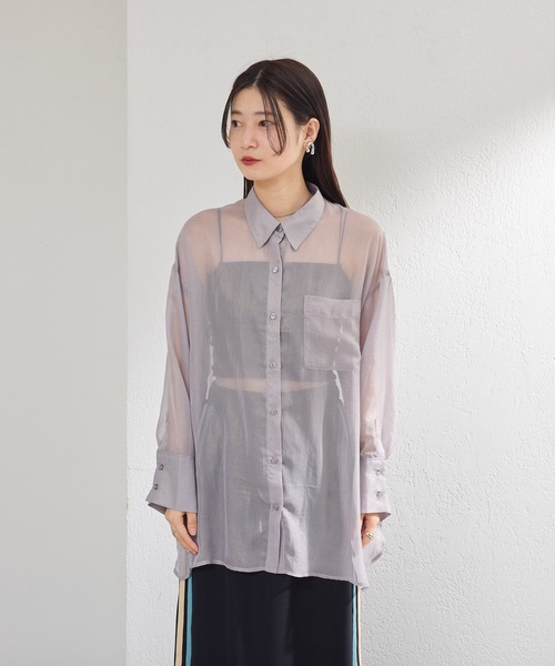 Kastane(カスタネ)の「シャイニーシアーシャツ(シャツ/ブラウス・レディース・ピンク/ブラック/グレー・FREE)」の11枚目の写真