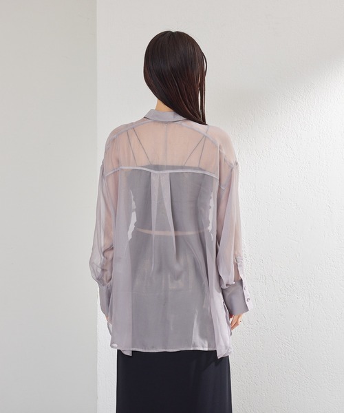 Kastane(カスタネ)の「シャイニーシアーシャツ(シャツ/ブラウス・レディース・ピンク/ブラック/グレー・FREE)」の13枚目の写真