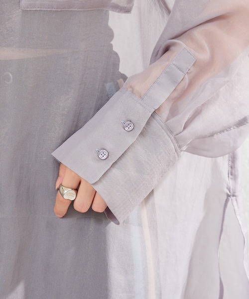 Kastane(カスタネ)の「シャイニーシアーシャツ(シャツ/ブラウス・レディース・ピンク/ブラック/グレー・FREE)」の16枚目の写真