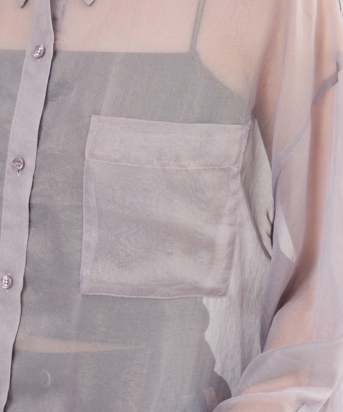 Kastane(カスタネ)の「シャイニーシアーシャツ(シャツ/ブラウス・レディース・ピンク/ブラック/グレー・FREE)」の15枚目の写真