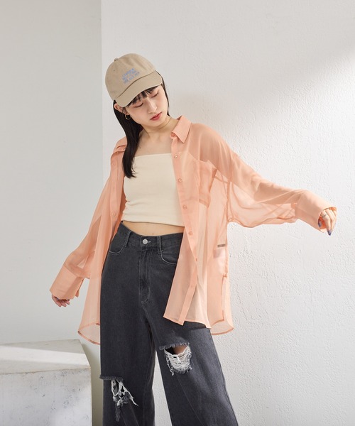 Kastane(カスタネ)の「シャイニーシアーシャツ(シャツ/ブラウス・レディース・ピンク/ブラック/グレー・FREE)」の21枚目の写真