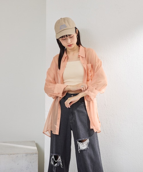 Kastane(カスタネ)の「シャイニーシアーシャツ(シャツ/ブラウス・レディース・ピンク/ブラック/グレー・FREE)」の19枚目の写真