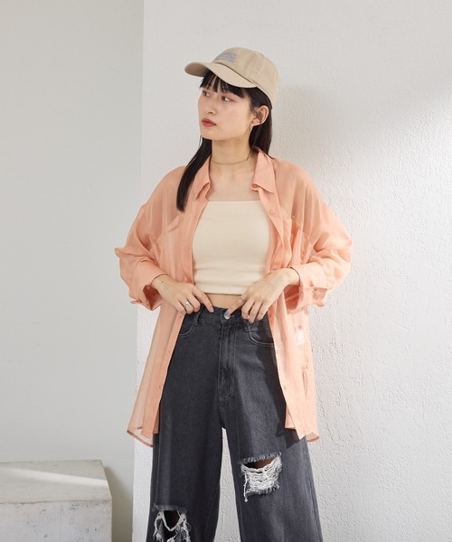 Kastane(カスタネ)の「シャイニーシアーシャツ(シャツ/ブラウス・レディース・ピンク/ブラック/グレー・FREE)」の20枚目の写真