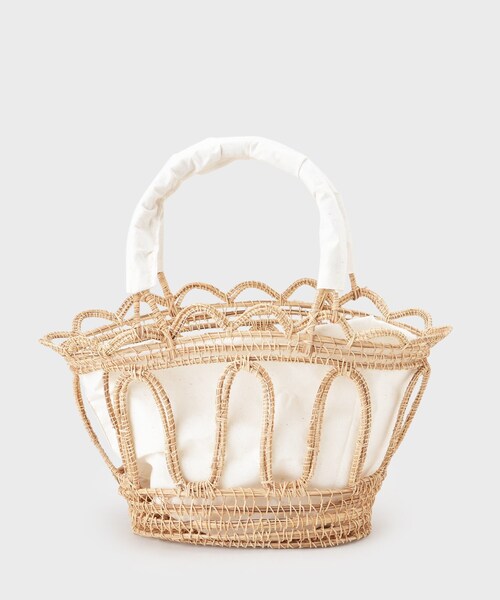 GALLEST（ギャレスト）の「◆【TARANGO】透かし編みかごBAG（トートバッグ・レディース・ブラック/アイボリー・00）」の2枚目の写真