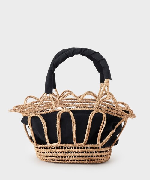 GALLEST（ギャレスト）の「◆【TARANGO】透かし編みかごBAG（トートバッグ・レディース・ブラック/アイボリー・00）」の6枚目の写真