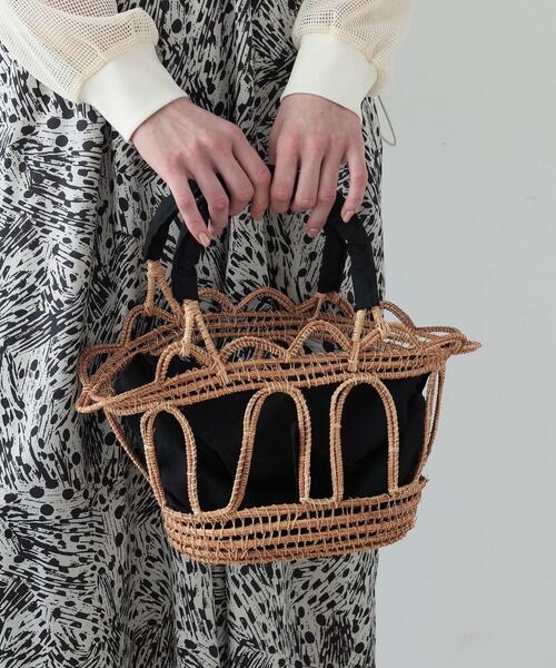 GALLEST（ギャレスト）の「◆【TARANGO】透かし編みかごBAG（トートバッグ・レディース・ブラック/アイボリー・00）」の15枚目の写真