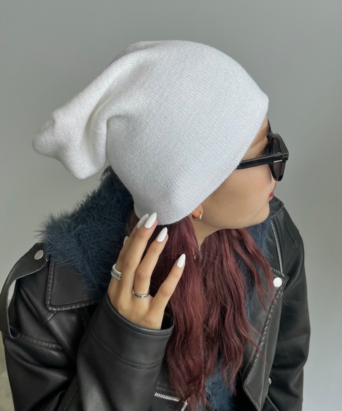 SHAGGIE（シャギー）の「ルーズニット帽（ニットキャップ/ビーニー・レディース・グレー/ブラック/ホワイト・FREE）」の4枚目の写真