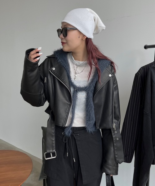 SHAGGIE（シャギー）の「ルーズニット帽（ニットキャップ/ビーニー・レディース・グレー/ブラック/ホワイト・FREE）」の5枚目の写真