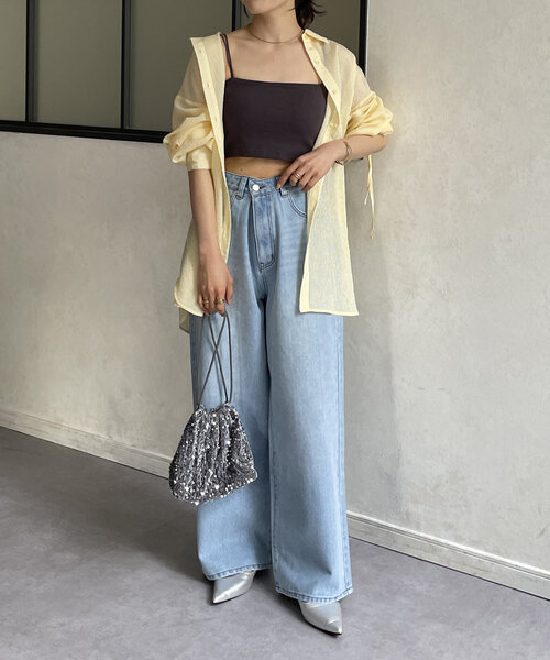 Thevon(ゼボン)の「バックドロストストライプシアーシャツ(シャツ/ブラウス・レディース・サーモンピンク/アイボリー/イエロー/ブルー・FREE)」の16枚目の写真