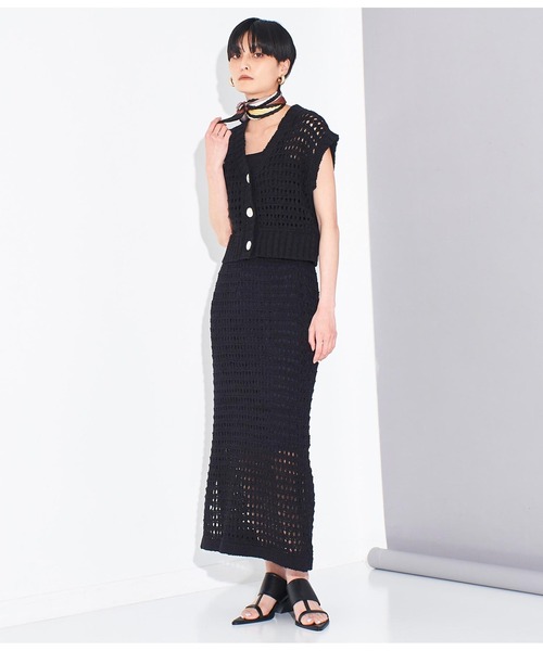 Settimissimo（セッティミッシモ）の「メッシュ ナロースカート タイト（スカート・レディース・ブルー/ブラック・FREE）」の4枚目の写真