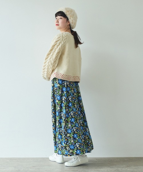 bulle de savon（ビュルデサボン）の「ネパールハンドニット アラン編 クルーネック ブルゾン（ニット/セーター・レディース・ホワイト/ブラック・FREE）」の8枚目の写真