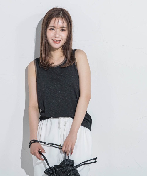 VICKY(ビッキー)の「【インナーに大活躍】ラメタンクトップ≪手洗い可能≫(キャミソール・レディース・ホワイト/ブラック・M)」の10枚目の写真