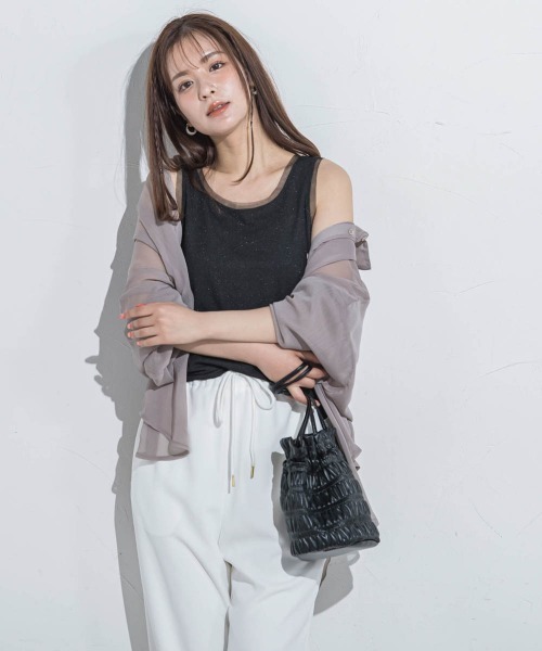 VICKY(ビッキー)の「【インナーに大活躍】ラメタンクトップ≪手洗い可能≫(キャミソール・レディース・ホワイト/ブラック・M)」の12枚目の写真