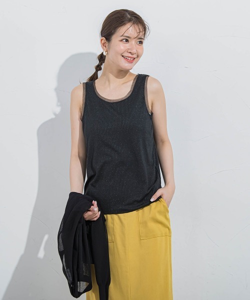 VICKY(ビッキー)の「【インナーに大活躍】ラメタンクトップ≪手洗い可能≫(キャミソール・レディース・ホワイト/ブラック・M)」の14枚目の写真