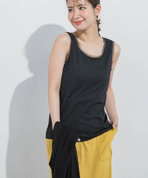 VICKY(ビッキー)の「【インナーに大活躍】ラメタンクトップ≪手洗い可能≫(キャミソール・レディース・ホワイト/ブラック・M)」の15枚目の写真