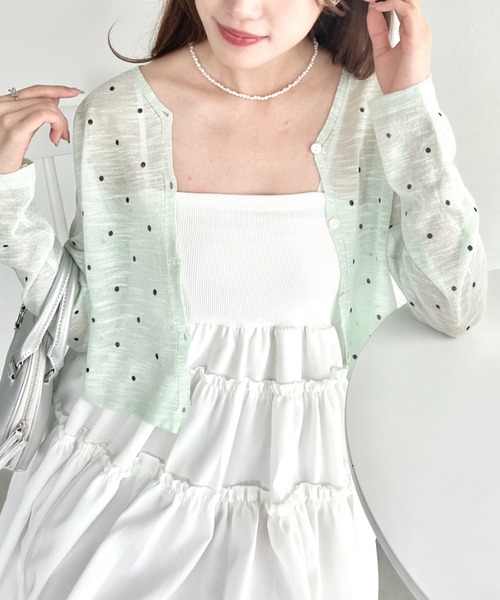 Loueme（ルエム）の「ドットシアーカーディガン（カーディガン/ボレロ・レディース・レッド/アイボリー/ミント/ピンク/ブラック・FREE）」の18枚目の写真