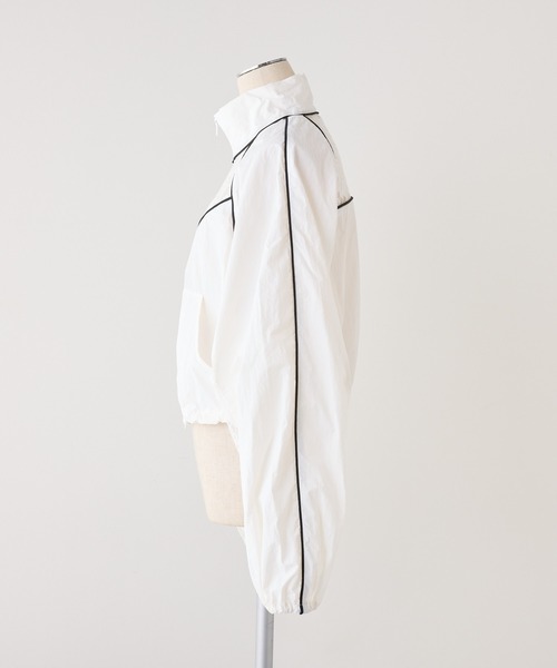 セール】ライン入りショートブルゾン（ナイロンジャケット）｜one