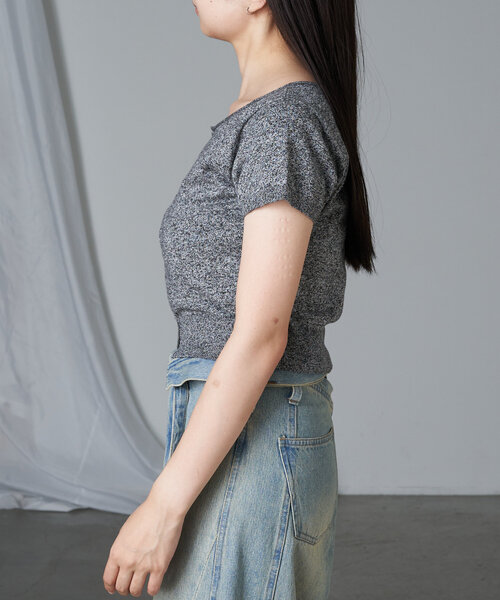 RAY CASSIN（レイカズン）の「カットホールシアーニット（ニット/セーター・レディース・ブルー/ライトグレー/ブラック・FREE）」の5枚目の写真