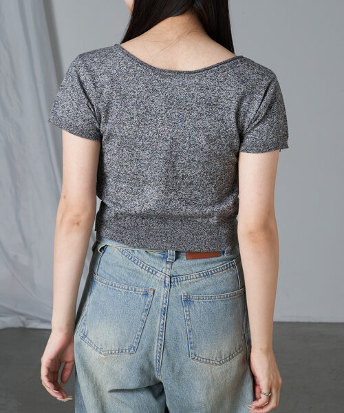 RAY CASSIN（レイカズン）の「カットホールシアーニット（ニット/セーター・レディース・ブルー/ライトグレー/ブラック・FREE）」の6枚目の写真