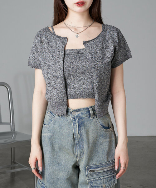 RAY CASSIN（レイカズン）の「カットホールシアーニット（ニット/セーター・レディース・ブルー/ライトグレー/ブラック・FREE）」の16枚目の写真