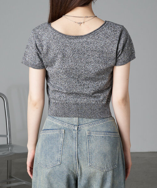 RAY CASSIN（レイカズン）の「カットホールシアーニット（ニット/セーター・レディース・ブルー/ライトグレー/ブラック・FREE）」の18枚目の写真